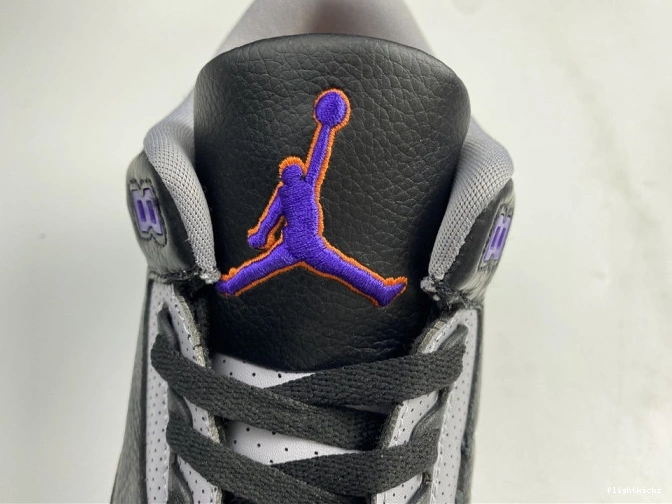 Black Retro Jordan 3 050 Court Air CT8532 Purple 1022